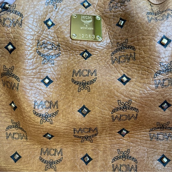 Leather MCM studded bucket bag with sling - Picture 8 of 17